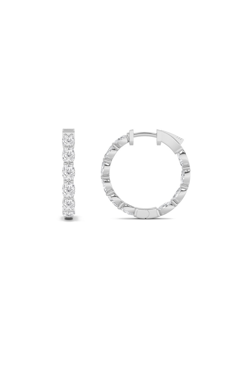 4CTW Oval Shaped Lab Grown Diamond (F/VS) Earring in 14K White Gold