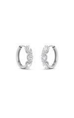 Load image into Gallery viewer, 3CTW Oval Shaped Lab Grown Diamond (F/VS) Three Stone Huggie Earrings in 14K Gold
