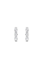 Load image into Gallery viewer, 3CTW Oval Shaped Lab Grown Diamond (F/VS) Three Stone Huggie Earrings in 14K Gold
