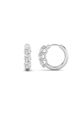 Load image into Gallery viewer, 2CTW Round Shaped Lab Grown Diamond (G/VS) Three Stone Huggie Earrings in 10K Gold
