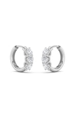 Load image into Gallery viewer, 2CTW Round Shaped Lab Grown Diamond (G/VS) Three Stone Huggie Earrings in 10K Gold
