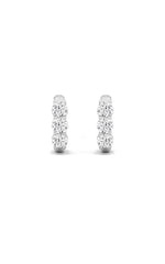Load image into Gallery viewer, 2CTW Round Shaped Lab Grown Diamond (G/VS) Three Stone Huggie Earrings in 10K Gold
