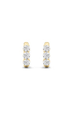 Load image into Gallery viewer, 2CTW Round Shaped Lab Grown Diamond (G/VS) Three Stone Huggie Earrings in 10K Gold
