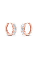 Load image into Gallery viewer, 2CTW Round Shaped Lab Grown Diamond (G/VS) Three Stone Huggie Earrings in 10K Gold

