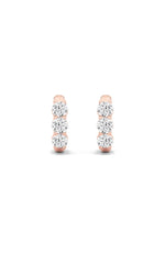 Load image into Gallery viewer, 2CTW Round Shaped Lab Grown Diamond (G/VS) Three Stone Huggie Earrings in 10K Gold
