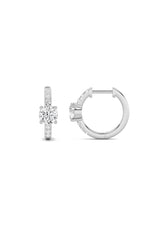 Load image into Gallery viewer, 1.5CTW Round Shaped Lab Grown Diamond (F/VS) Solitare Accent Huggie Earrings in 14K Gold
