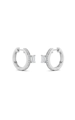 Load image into Gallery viewer, 1.25CTW Emerald Shaped Lab Grown Diamond (F/VS) Accented Huggie Earrings in 14K Gold
