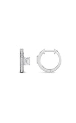 Load image into Gallery viewer, 1.25CTW Emerald Shaped Lab Grown Diamond (F/VS) Accented Huggie Earrings in 14K Gold
