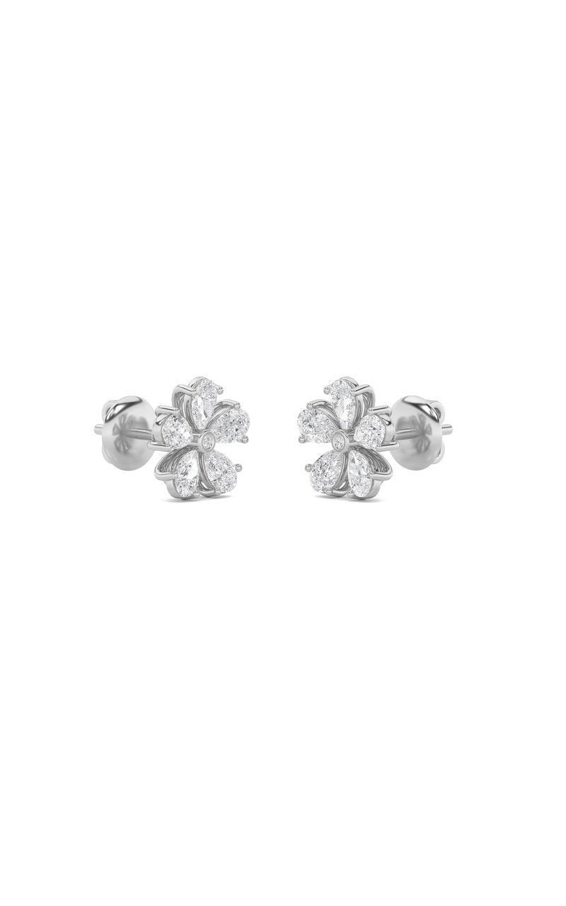 2.5CTW Pear Shaped Lab Grown Diamond (F/VS) Floral Earrings in 14K Gold