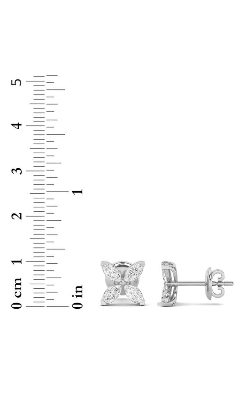 1.5CTW Marquise Shaped Lab Grown Diamond (G/VS) Flower Earrings in 14K Gold