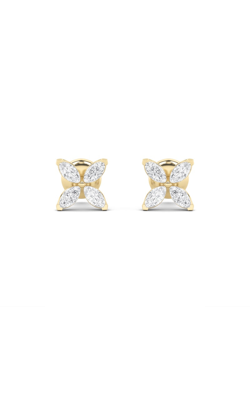 1.5CTW Marquise Shaped Lab Grown Diamond (G/VS) Flower Earrings in 14K Gold