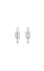 Load image into Gallery viewer, 1.5CTW Emerald Shaped Lab Grown Diamond (F/VS) Solitaire Huggie Earrings in 14K Gold
