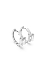 Load image into Gallery viewer, 1.5CTW Emerald Shaped Lab Grown Diamond (F/VS) Solitaire Huggie Earrings in 14K Gold
