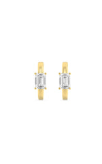 Load image into Gallery viewer, 1.5CTW Emerald Shaped Lab Grown Diamond (F/VS) Solitaire Huggie Earrings in 14K Gold
