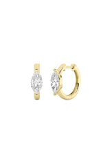 Load image into Gallery viewer, 1.5CTW Marquise Shaped Lab Grown Diamond (F/VS) Solitaire Huggie Earrings in 14K Gold
