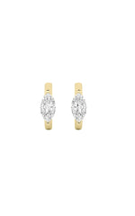 Load image into Gallery viewer, 1.5CTW Marquise Shaped Lab Grown Diamond (F/VS) Solitaire Huggie Earrings in 14K Gold
