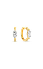 Load image into Gallery viewer, 1.5CTW Marquise Shaped Lab Grown Diamond (F/VS) Solitaire Huggie Earrings in 14K Gold
