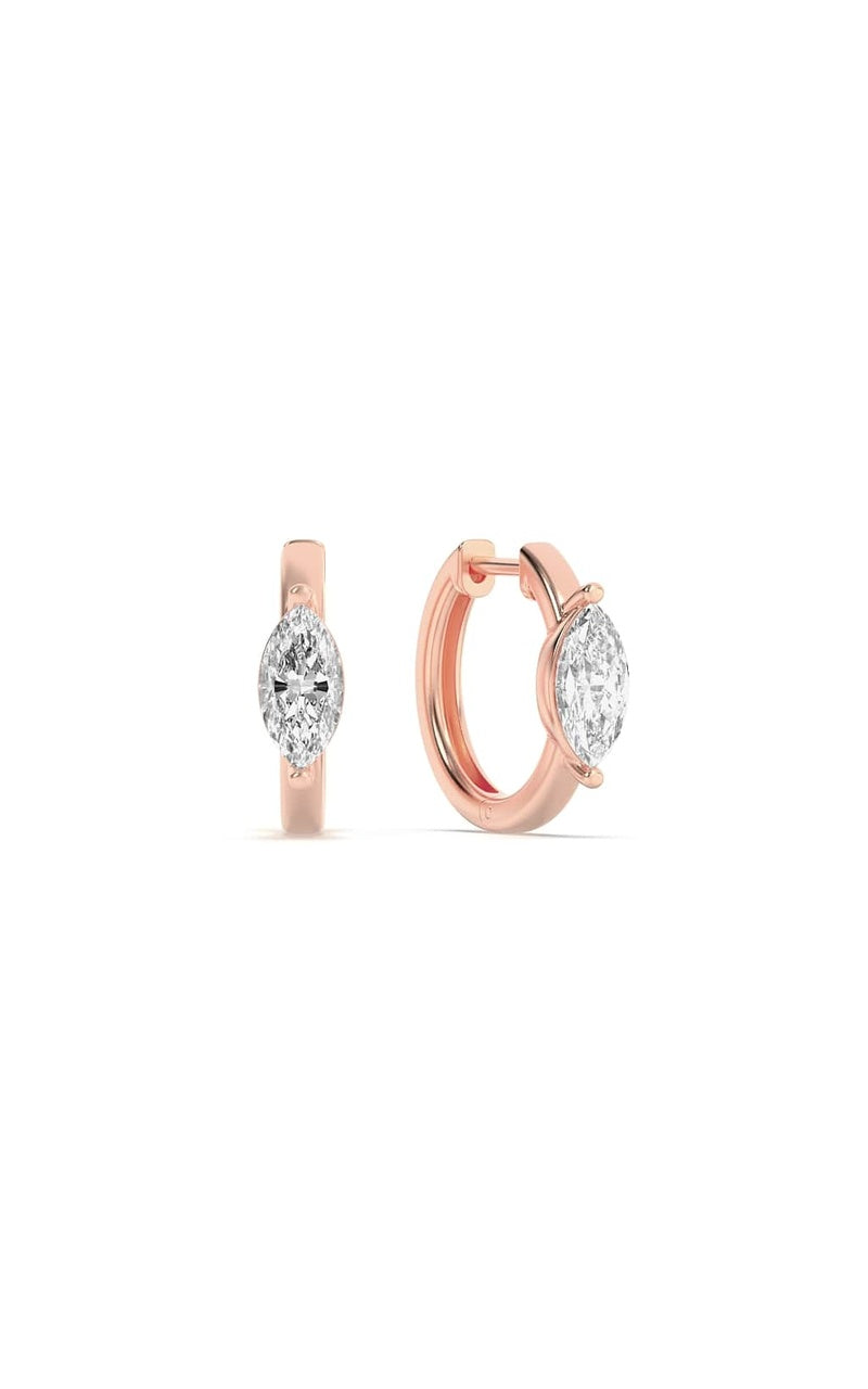 1.5CTW Marquise Shaped Lab Grown Diamond (F/VS) Solitaire Huggie Earrings in 14K Gold