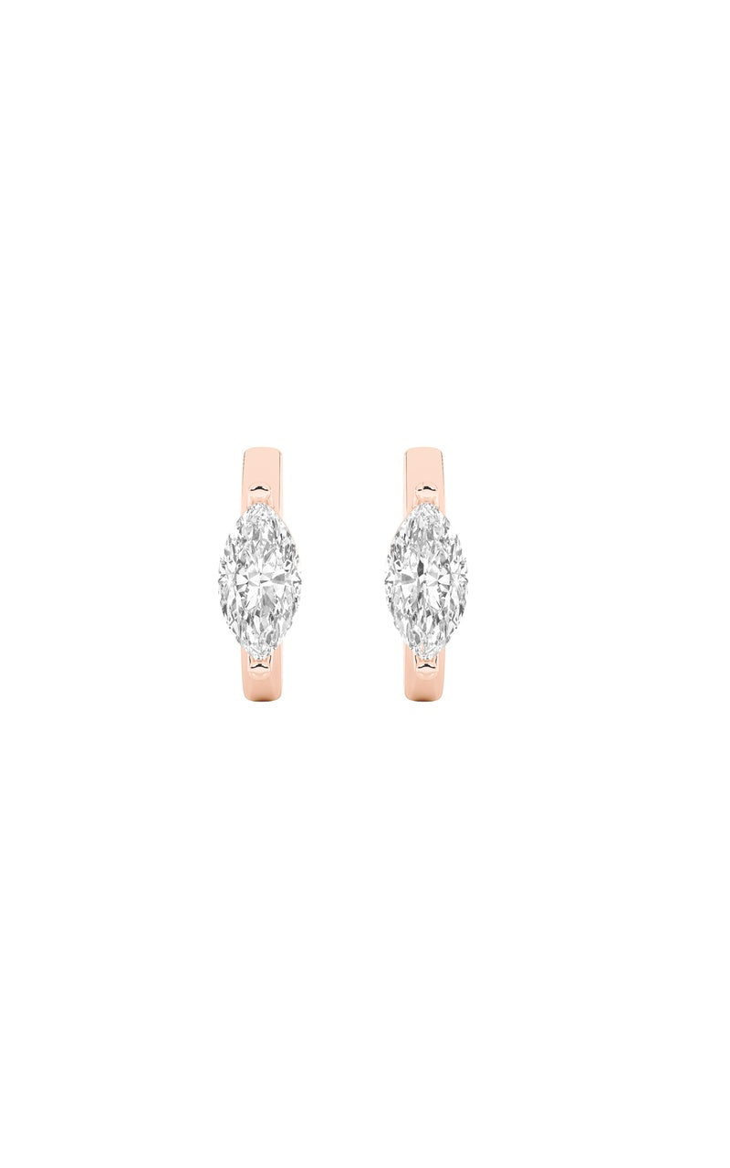 1.5CTW Marquise Shaped Lab Grown Diamond (F/VS) Solitaire Huggie Earrings in 14K Gold