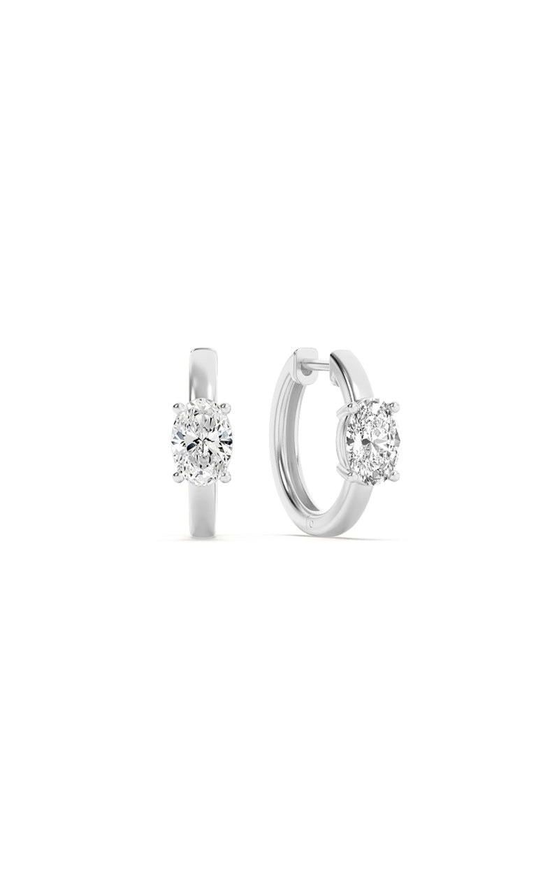1.5CTW Oval Shaped Lab Grown Diamond (F/VS) Solitaire Huggie Earrings in 14K Gold