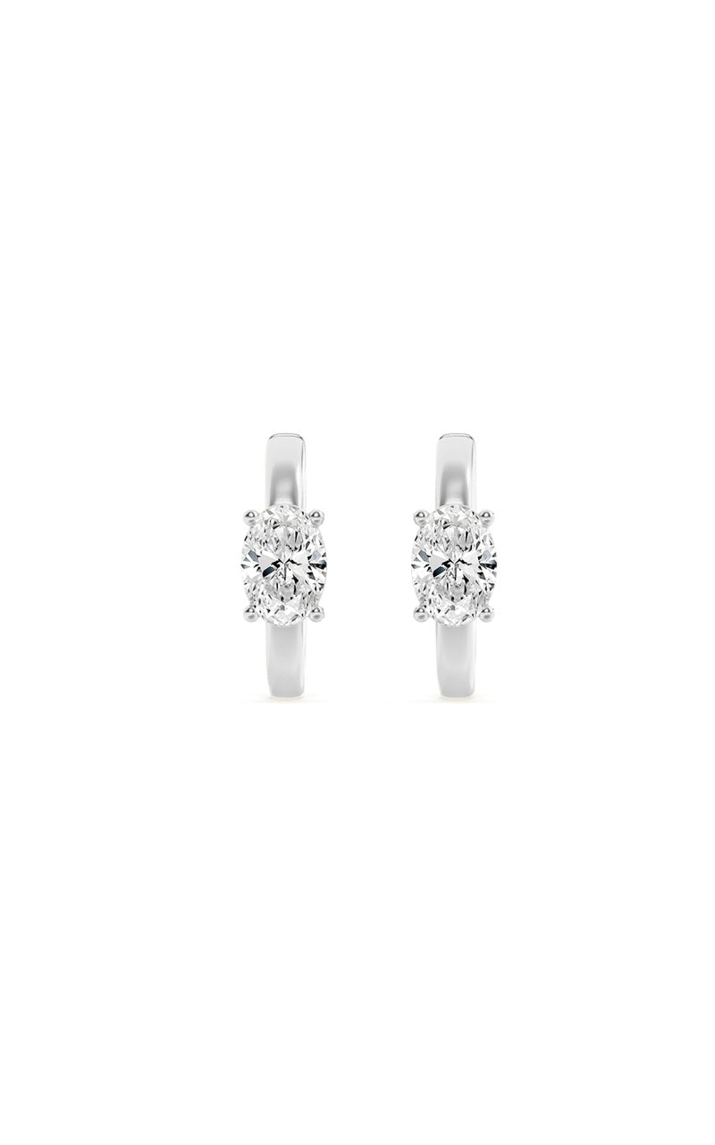 1.5CTW Oval Shaped Lab Grown Diamond (F/VS) Solitaire Huggie Earrings in 14K Gold