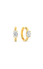 Load image into Gallery viewer, 1.5CTW Oval Shaped Lab Grown Diamond (F/VS) Solitaire Huggie Earrings in 14K Gold

