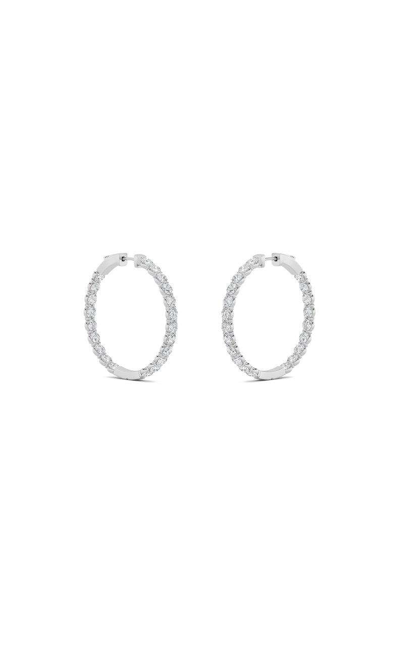 7CTW Round Shaped Lab Grown Diamond (F/VS) Inside out Hoop Earrings in 14K Gold