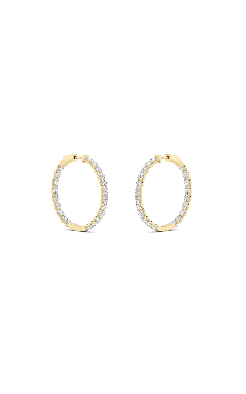 7CTW Round Shaped Lab Grown Diamond (F/VS) Inside out Hoop Earrings in 14K Gold