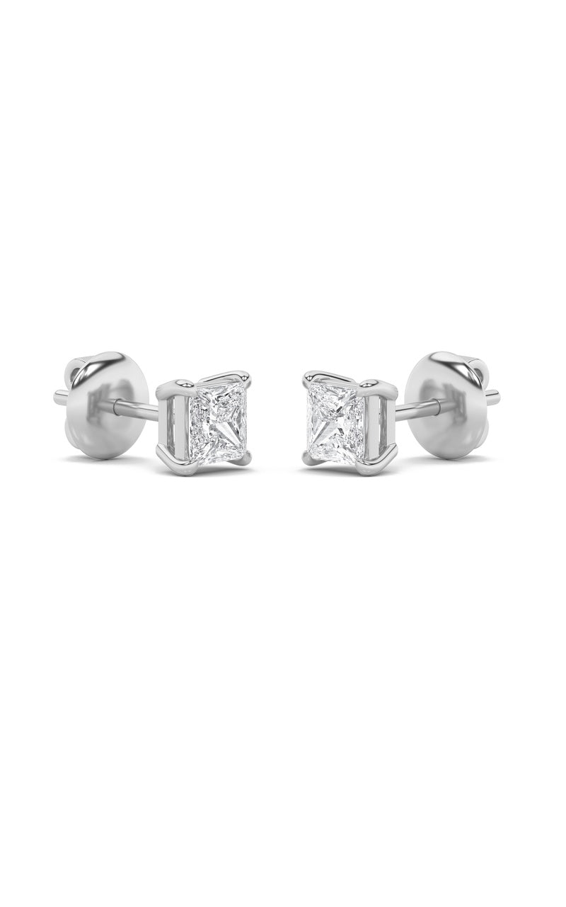2CTW Princess Shaped Lab Grown Diamond (F/VS) Classic Basket Set Stud Earrings in 14K Gold