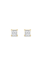 Load image into Gallery viewer, 2CTW Princess Shaped Lab Grown Diamond (F/VS) Classic Basket Set Stud Earrings in 14K Gold
