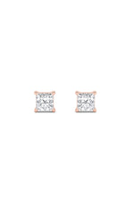 Load image into Gallery viewer, 2CTW Princess Shaped Lab Grown Diamond (F/VS) Classic Basket Set Stud Earrings in 14K Gold
