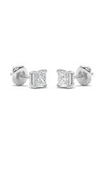 Load image into Gallery viewer, 5CTW Princess Shaped Lab Grown Diamond (F/VS) Classic Basket Set Stud Earrings in 14K Gold

