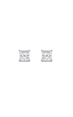 Load image into Gallery viewer, 5CTW Princess Shaped Lab Grown Diamond (F/VS) Classic Basket Set Stud Earrings in 14K Gold
