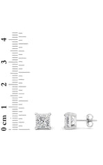 Load image into Gallery viewer, 5CTW Princess Shaped Lab Grown Diamond (F/VS) Classic Basket Set Stud Earrings in 14K Gold

