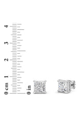 Load image into Gallery viewer, 6CTW Princess Shaped Lab Grown Diamond (F/VS) Classic Basket Set Stud Earrings in 14K Gold
