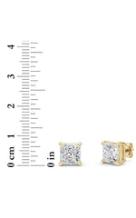 Load image into Gallery viewer, 6CTW Princess Shaped Lab Grown Diamond (F/VS) Classic Basket Set Stud Earrings in 14K Gold
