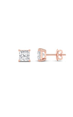 Load image into Gallery viewer, 6CTW Princess Shaped Lab Grown Diamond (F/VS) Classic Basket Set Stud Earrings in 14K Gold
