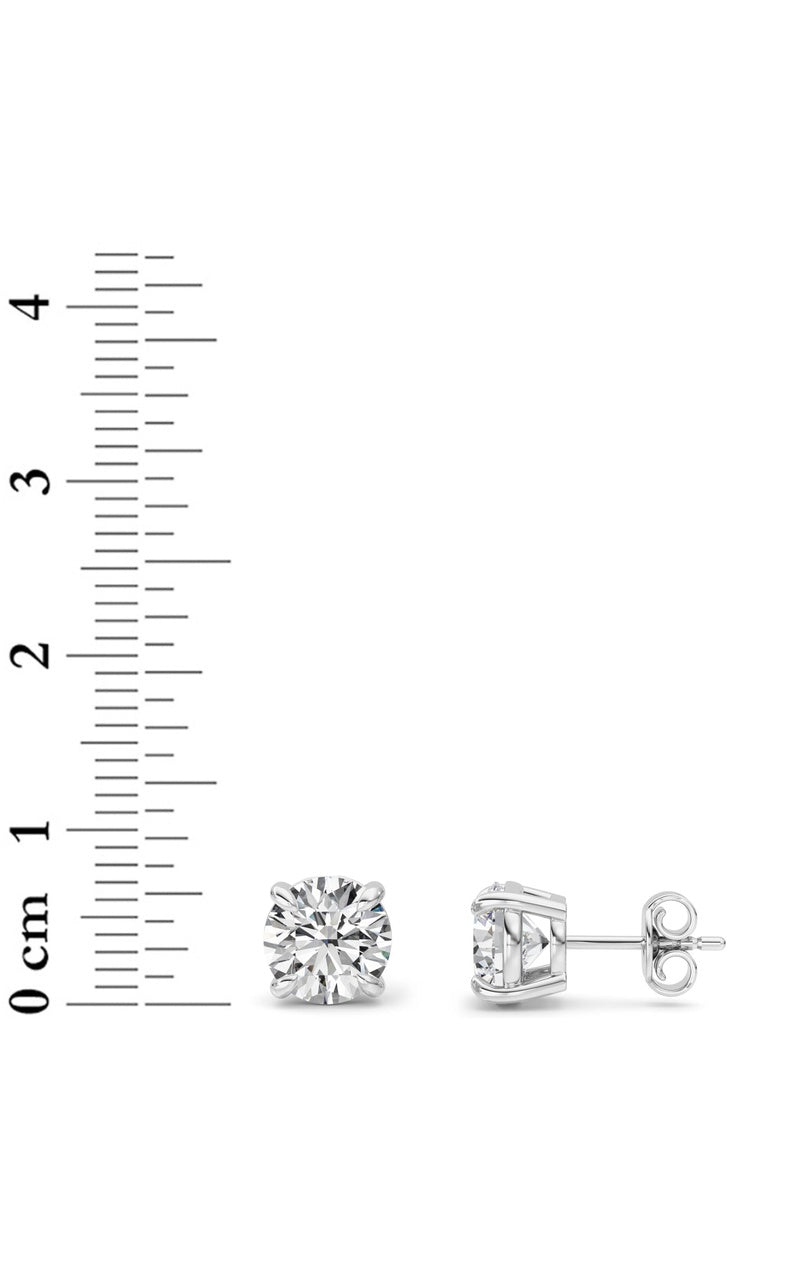 3CTW Round Shaped Lab Grown Diamond (F/VS) Classic Basket Set Stud Earrings in 14K Gold