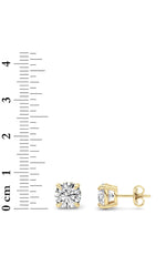 Load image into Gallery viewer, 3CTW Round Shaped Lab Grown Diamond (F/VS) Classic Basket Set Stud Earrings in 14K Gold
