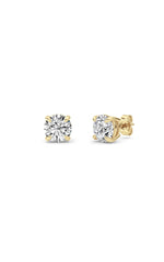 Load image into Gallery viewer, 3CTW Round Shaped Lab Grown Diamond (F/VS) Classic Basket Set Stud Earrings in 14K Gold
