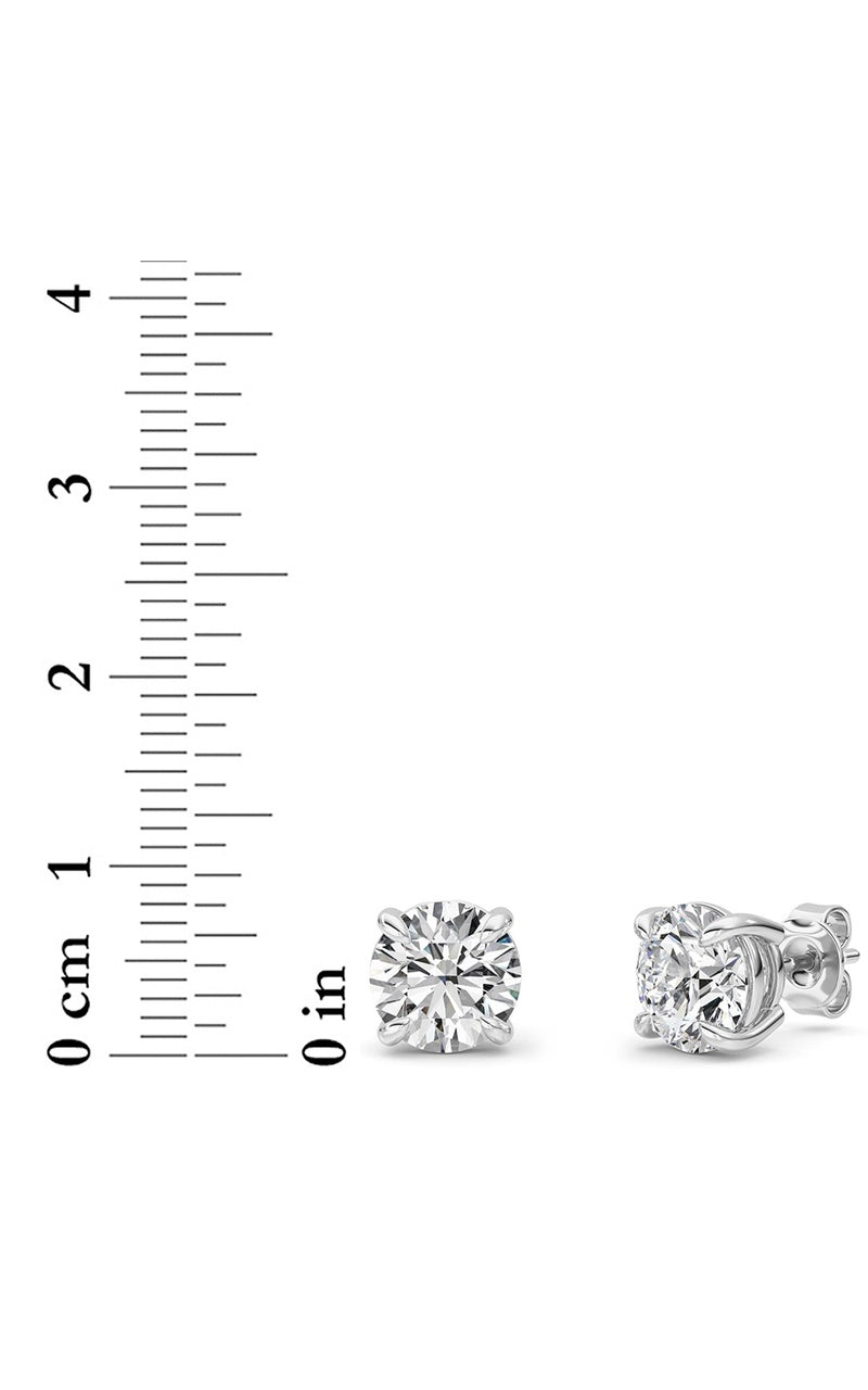 4CTW Round Shaped Lab Grown Diamond (F/VS) Classic Basket Set Stud Earrings in 14K Gold