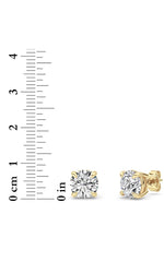 Load image into Gallery viewer, 4CTW Round Shaped Lab Grown Diamond (F/VS) Classic Basket Set Stud Earrings in 14K Gold

