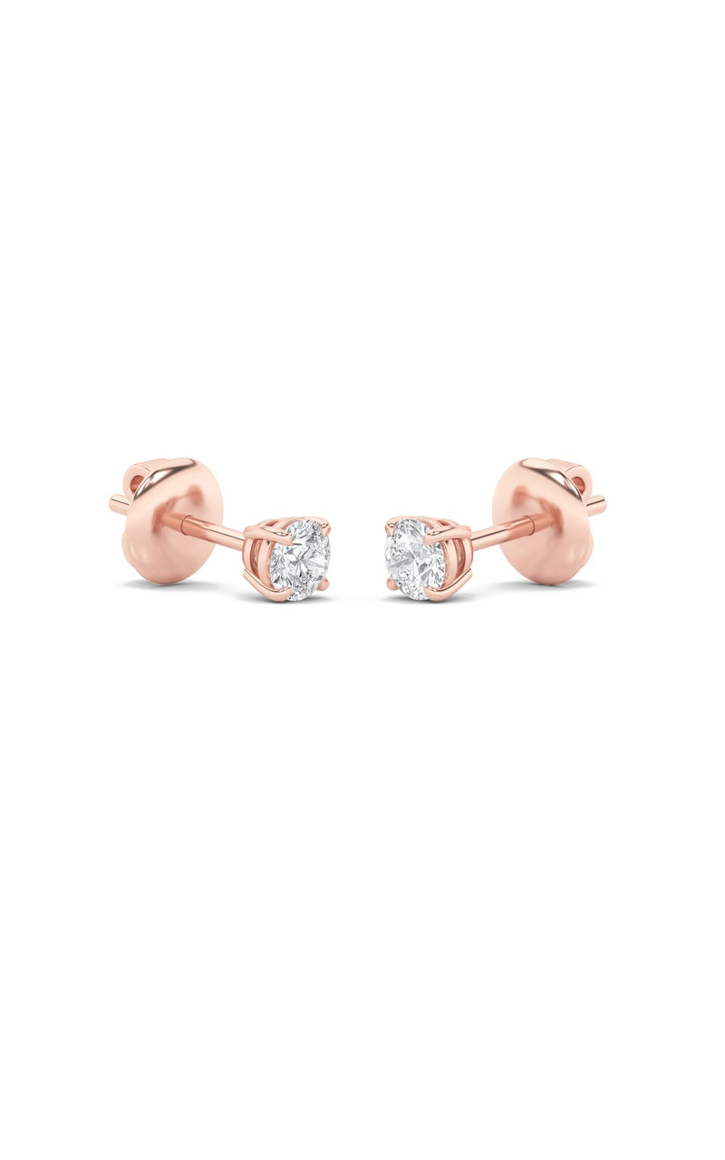 4CTW Round Shaped Lab Grown Diamond (F/VS) Classic Basket Set Stud Earrings in 14K Gold