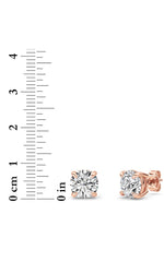 Load image into Gallery viewer, 4CTW Round Shaped Lab Grown Diamond (F/VS) Classic Basket Set Stud Earrings in 14K Gold
