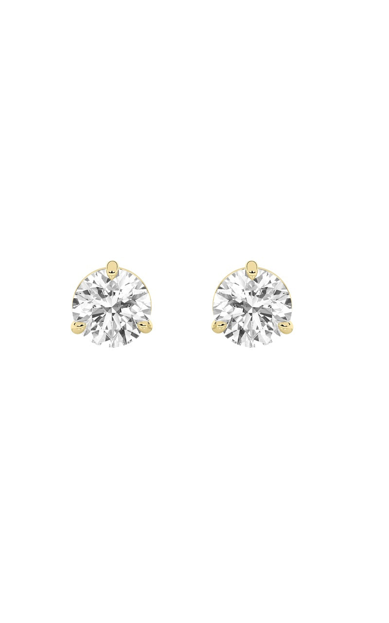 2CTW Round Shaped Lab Grown Diamond (F/VS) Classic Basket Set Stud Earrings in 14K Gold