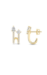 Load image into Gallery viewer, 2.5CTW Round Shaped Lab Grown Diamond (F/VS) Toi et Moi Accented Earrings in 14K Gold
