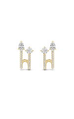 Load image into Gallery viewer, 2.5CTW Round Shaped Lab Grown Diamond (F/VS) Toi et Moi Accented Earrings in 14K Gold
