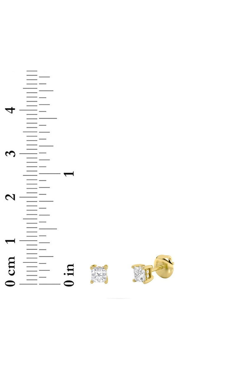 1.25CTW Princess Shaped Lab Grown Diamond (F/VS) Hidden Halo Stud Earrings in 14K Gold