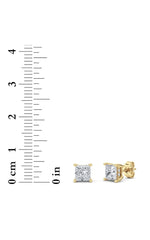 Load image into Gallery viewer, 2CTW Princess Shaped Lab Grown Diamond (F/VS) Hidden Halo Stud Earrings in 14K Gold
