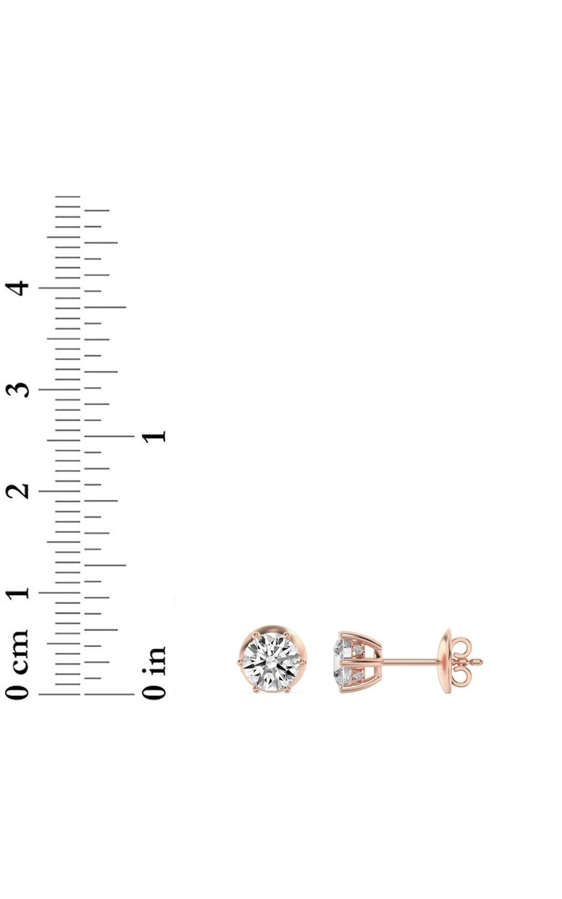 3CTW Round Shaped Lab Grown Diamond (F/VS) Hidden Halo Stud Earrings in 14K Gold